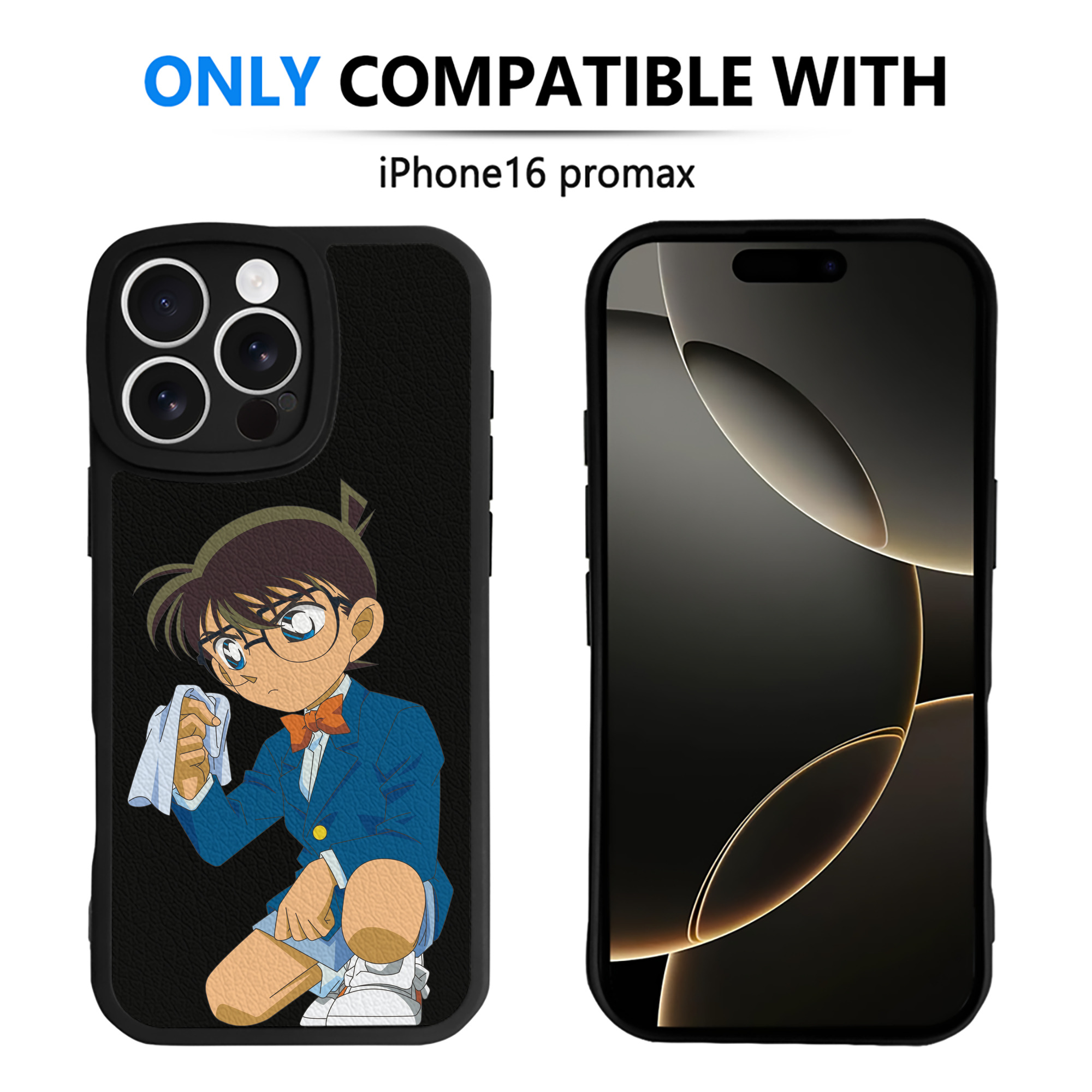 （画像用） 名探偵コナン 江戸川 コナン Detective Conan Conan Edogawa 【iPhone 16シリーズ対応】シリコンスマホケース（レザー調） 材質：シリコン